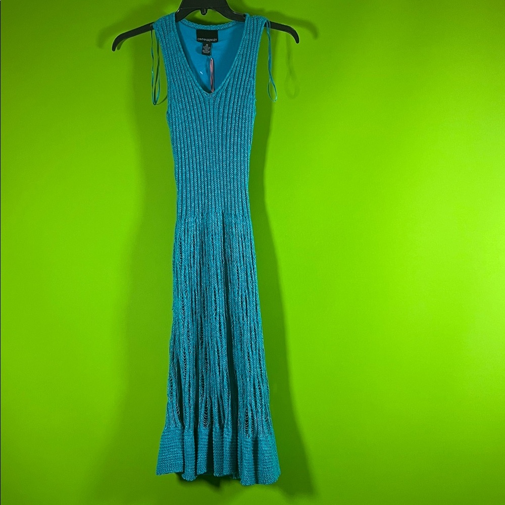 Cynthia Rowley Bright Teal Knit Dress Size XS - Picture 2 of 6